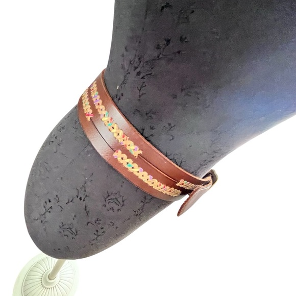 Lucky Brand Vintage Brown Woven Leather Belt Large Made in India - Picture 4 of 15